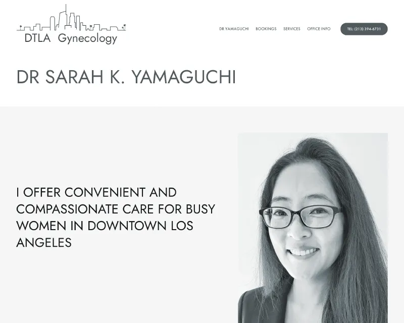 Downtown LA Gynecologist homepage featuring Dr Sarah Yamaguchi.