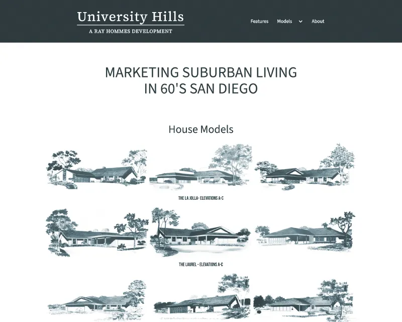 University Hills housing development home page.